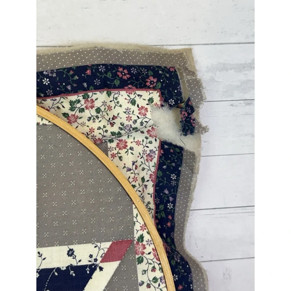 Handmade Quilt Block Wall Hanging in Embroidery Hoop 17